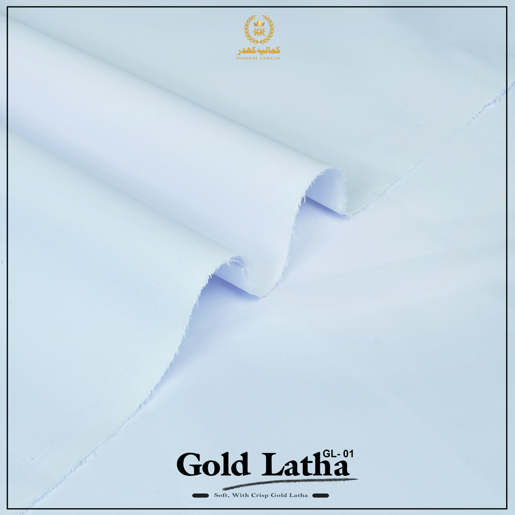 Classic Latha Unstitched Fabric Cotton (White)