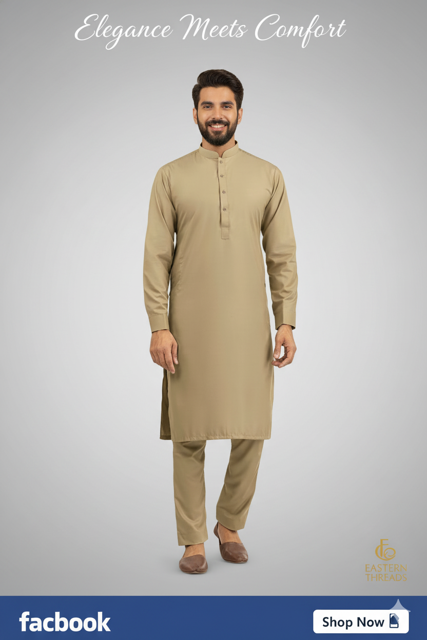 Classic Latha Unstitched Fabric Cotton (Gold Beige)